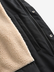 Black Borg Lined Shower Resistant Hooded Parka Jacket - Image 10 of 12