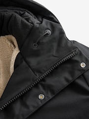 Black Borg Lined Shower Resistant Hooded Parka Jacket - Image 11 of 12