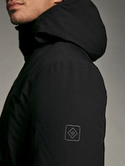 Black Borg Lined Shower Resistant Hooded Parka Jacket - Image 3 of 12