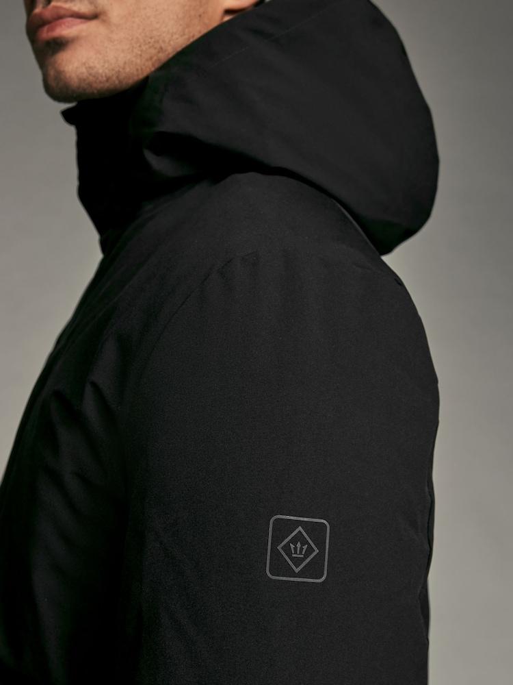 Black Borg Lined Shower Resistant Hooded Parka Jacket - Image 3 of 12