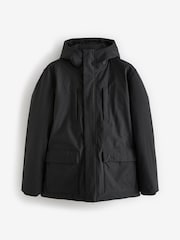 Black Borg Lined Shower Resistant Hooded Parka Jacket - Image 7 of 12
