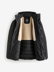 Black Borg Lined Shower Resistant Hooded Parka Jacket - Image 8 of 12