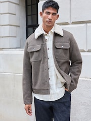 Brown Borg Collared Trucker Jacket - Image 1 of 12