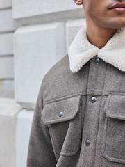 Brown Borg Collared Trucker Jacket - Image 4 of 12