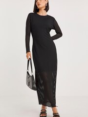 Simply Be Black Textured Jersey Midi Dress - Image 1 of 4