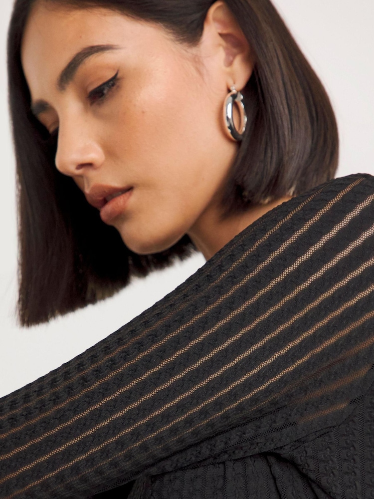 Simply Be Black Textured Jersey Midi Dress - Image 4 of 4