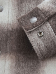 Neutral Borg Lined Check Trucker Jacket with Wool - Image 11 of 12