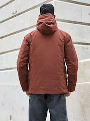Rust Brown Borg Lined Shower Resistant Hooded Parka Jacket - Image 3 of 14