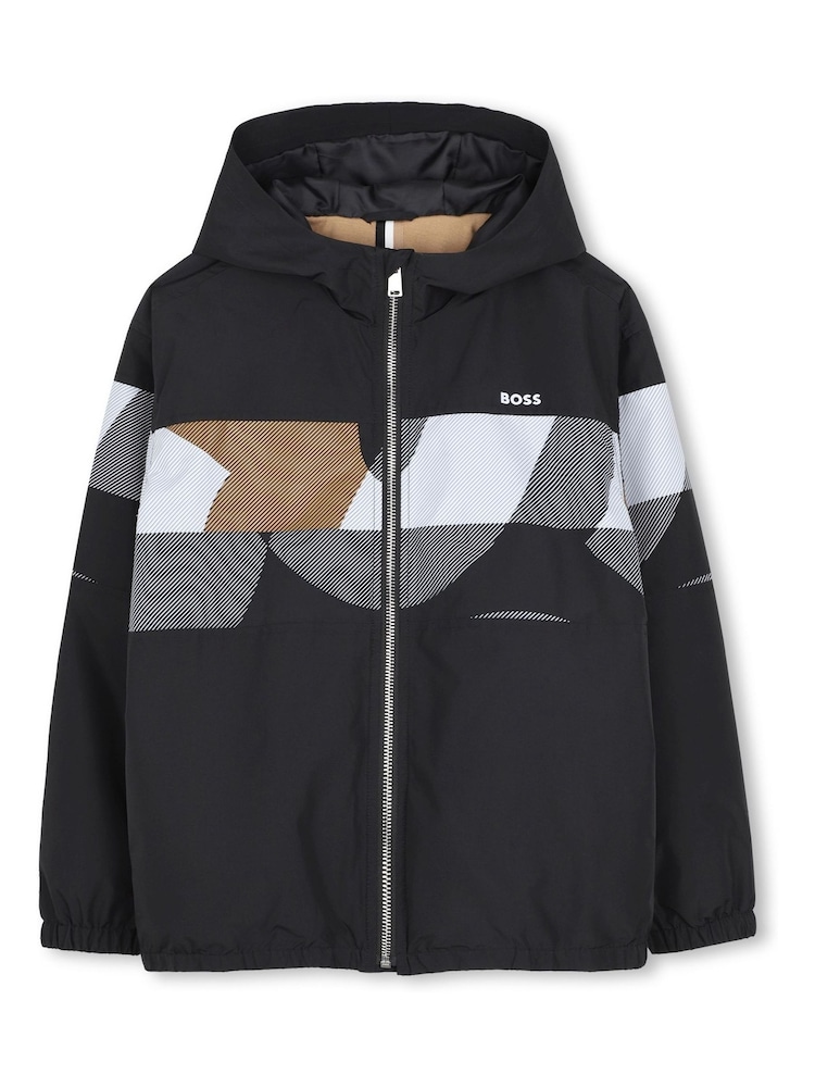 BOSS Black Hooded Jacket - Image 2 of 4 BOSS Black Hooded Jacket - Image 2 of 4