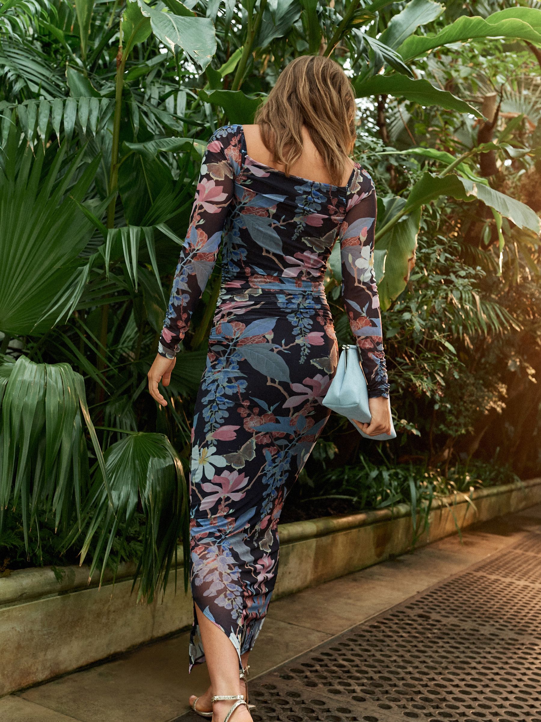 Navy floral long sleeve dress 2025