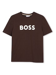 BOSS Brown Logo Short Sleeve T-Shirt - Image 1 of 2