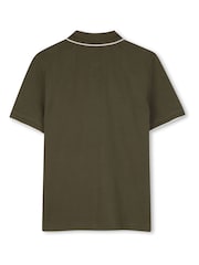 Verde - Tricou polo din țesătură pichet din bumbac cu mânecă scurtă Boss - Imaginea 2 din 3