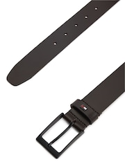 Tommy Hilfiger Brown Enamel Flag Rectangular Buckle Leather Belt - Image 2 of 4