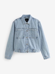 Mid Blue 100% Cotton Patch Pocket Denim Jacket - Image 6 of 7