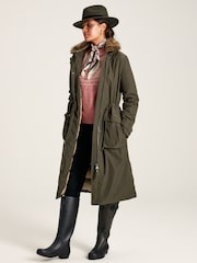 Joules Wilcote Dark Green Waterproof Padded Raincoat - Image 3 of 10
