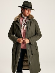 Joules Wilcote Dark Green Waterproof Padded Raincoat - Image 5 of 10