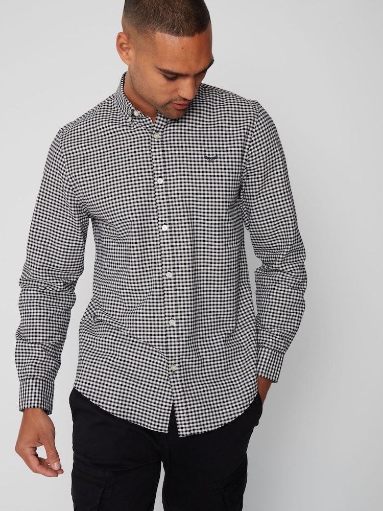 Threadbare Black 100% Cotton Long Sleeve Check Shirt - Image 1 of 4
