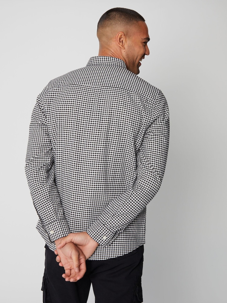Threadbare Black 100% Cotton Long Sleeve Check Shirt - Image 2 of 4