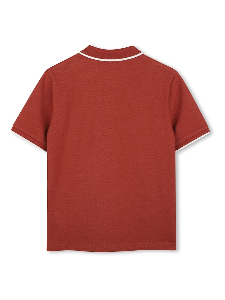 Roșu - Tricou polo din țesătură pichet din bumbac cu mânecă scurtă Boss - Imaginea 2 din 3