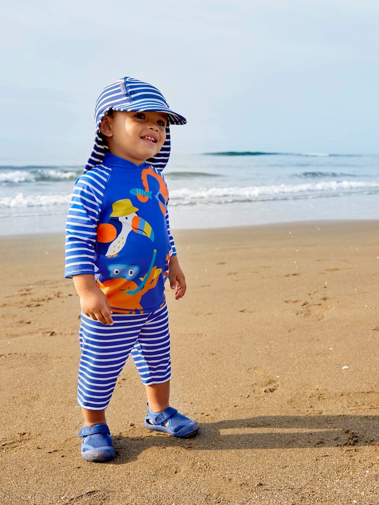 JoJo Maman Bébé Blue Stripe UPF 50 2-Piece Sun Protection Suit - Image 2 of 7