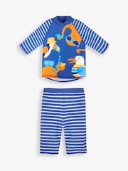 JoJo Maman Bébé Blue Stripe UPF 50 2-Piece Sun Protection Suit - Image 5 of 7