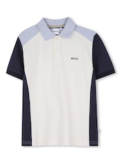 BOSS Short-Sleeved Polo Shirt With Colourful Cut-Outs - Image 1 of 3