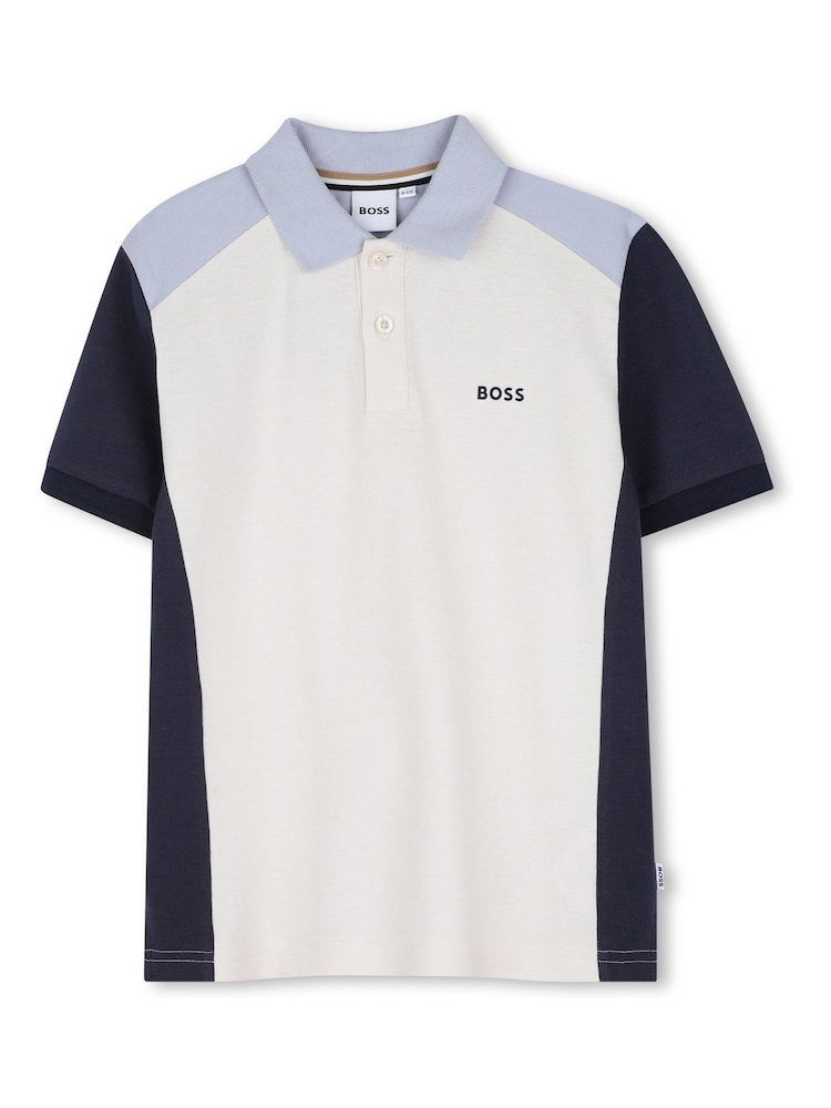 BOSS Short-Sleeved Polo Shirt With Colourful Cut-Outs - Image 1 of 3