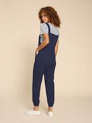 White Stuff Navy Blue 100% Cotton Jersey Daphne Dungarees - Image 3 of 7
