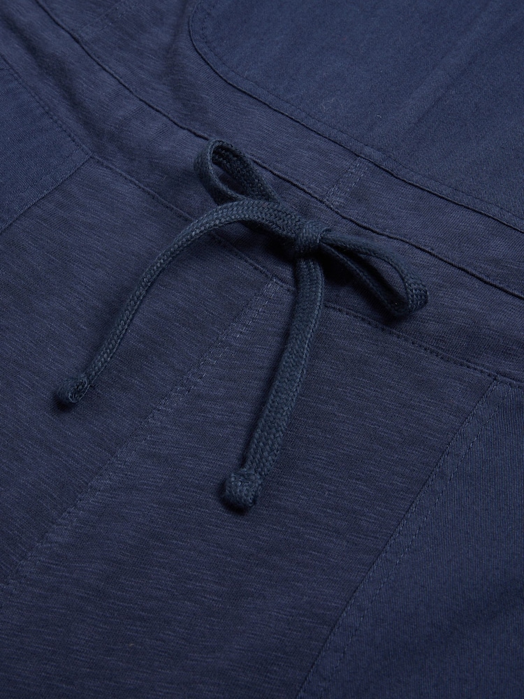 White Stuff Navy Blue 100% Cotton Jersey Daphne Dungarees - Image 5 of 7