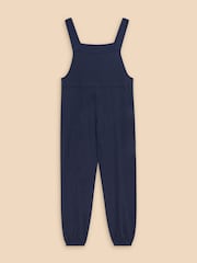 White Stuff Navy Blue 100% Cotton Jersey Daphne Dungarees - Image 6 of 7