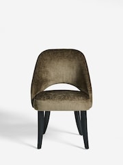 Set of 2 Plush Chenille Moss Green Remi Black Leg Dining Chairs - Image 2 of 8