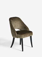 Set of 2 Plush Chenille Moss Green Remi Black Leg Dining Chairs - Image 4 of 8