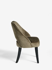 Set of 2 Plush Chenille Moss Green Remi Black Leg Dining Chairs - Image 5 of 8