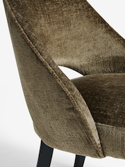 Set of 2 Plush Chenille Moss Green Remi Black Leg Dining Chairs - Image 6 of 8