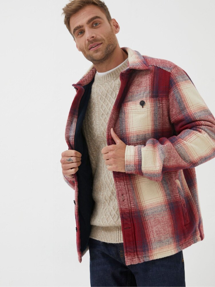 Fat Face Red Boulby Check Overshirt - Image 1 of 6