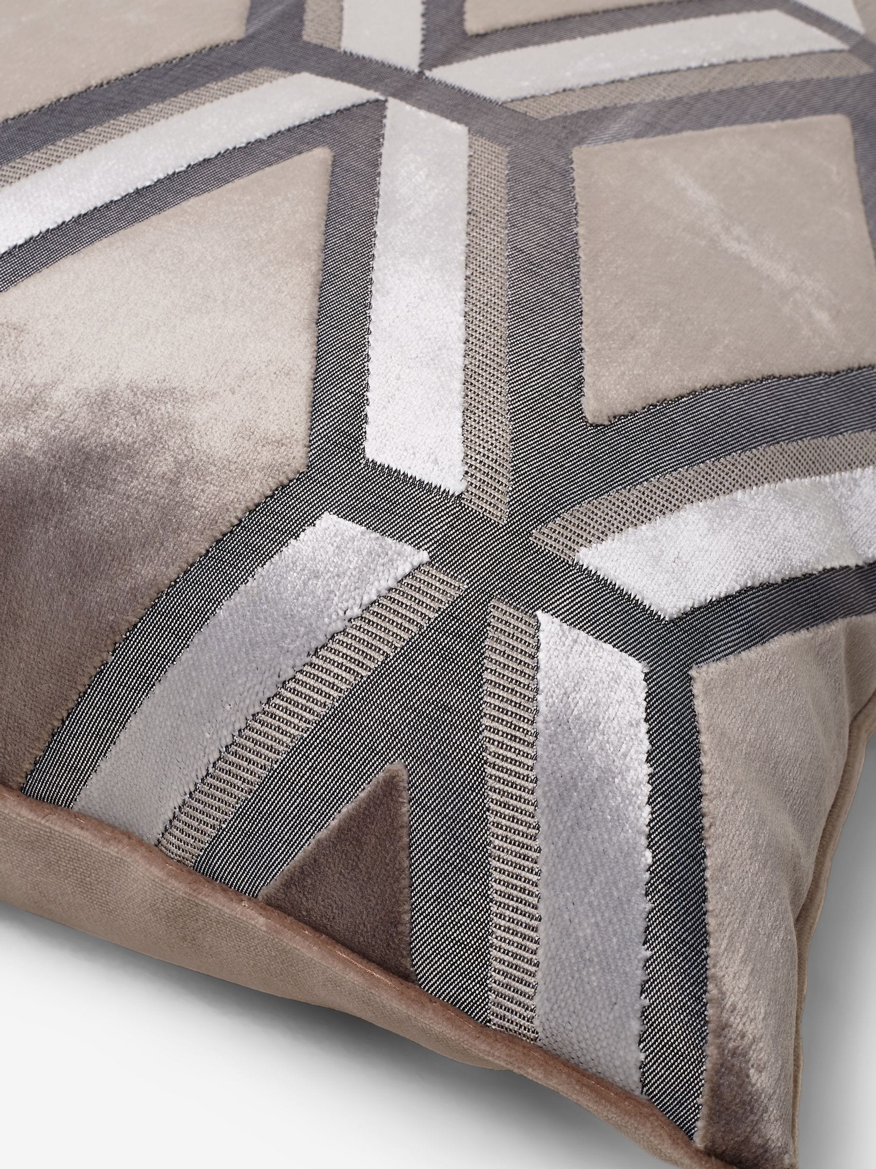 Buy Light Grey Collection Luxe Velvet Geo 50 x 50cm Cushion from the Next UK online shop