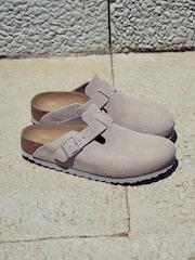 Birkenstock Grey Boston Suede Clogs - Image 1 of 8