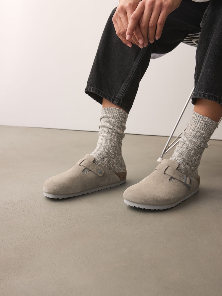 Birkenstock Grey Boston Suede Clogs - Image 2 of 8