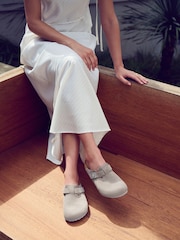 Birkenstock Grey Boston Suede Clogs - Image 4 of 8