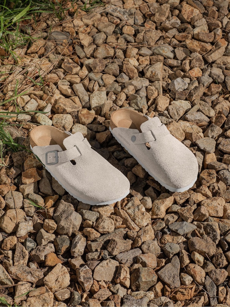 Birkenstock Grey Boston Suede Clogs - Image 6 of 8