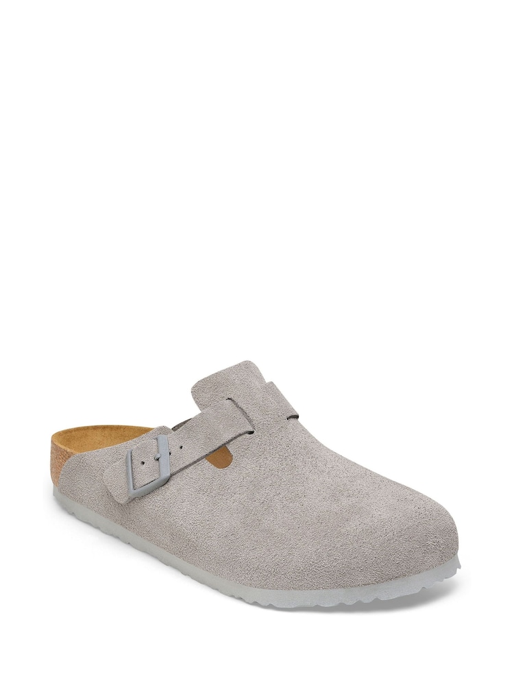 Birkenstock Grey Boston Suede Clogs - Image 7 of 8