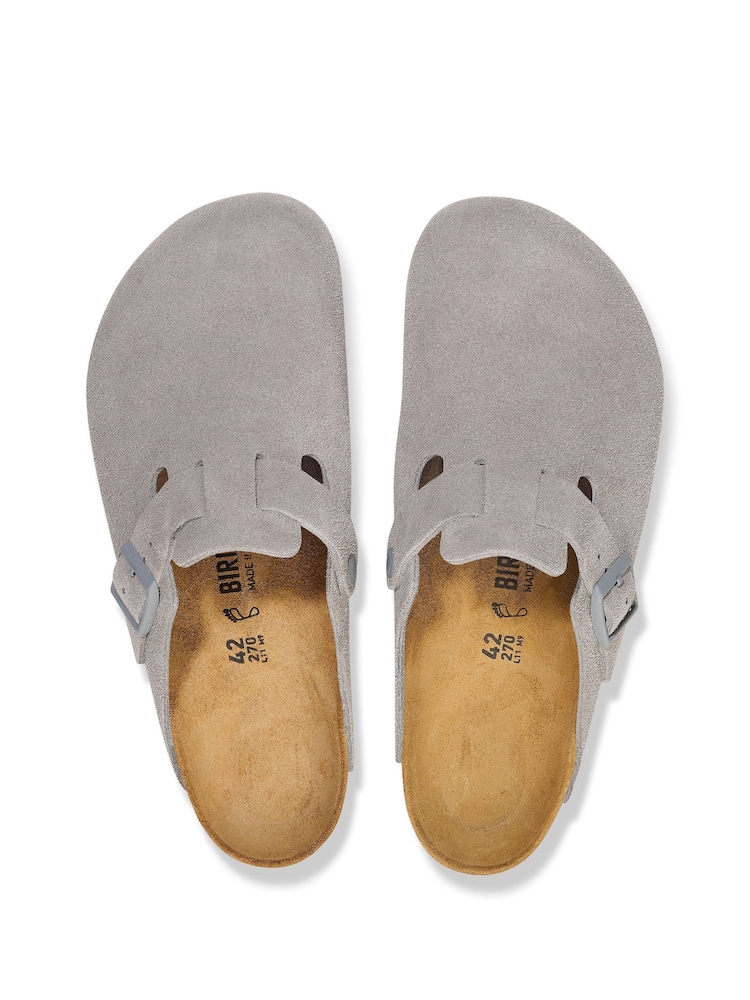 Birkenstock Grey Boston Suede Clogs - Image 8 of 8