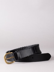 Negro - Cinturón de cuero con pespuntes Wray de Lakeland Leather - Imagen 1 de 3