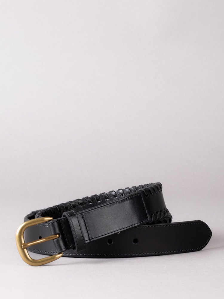 Negro - Cinturón de cuero con pespuntes Wray de Lakeland Leather - Imagen 1 de 3