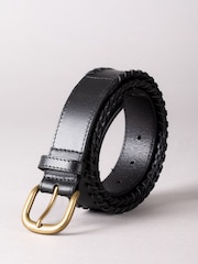 Negro - Cinturón de cuero con pespuntes Wray de Lakeland Leather - Imagen 2 de 3