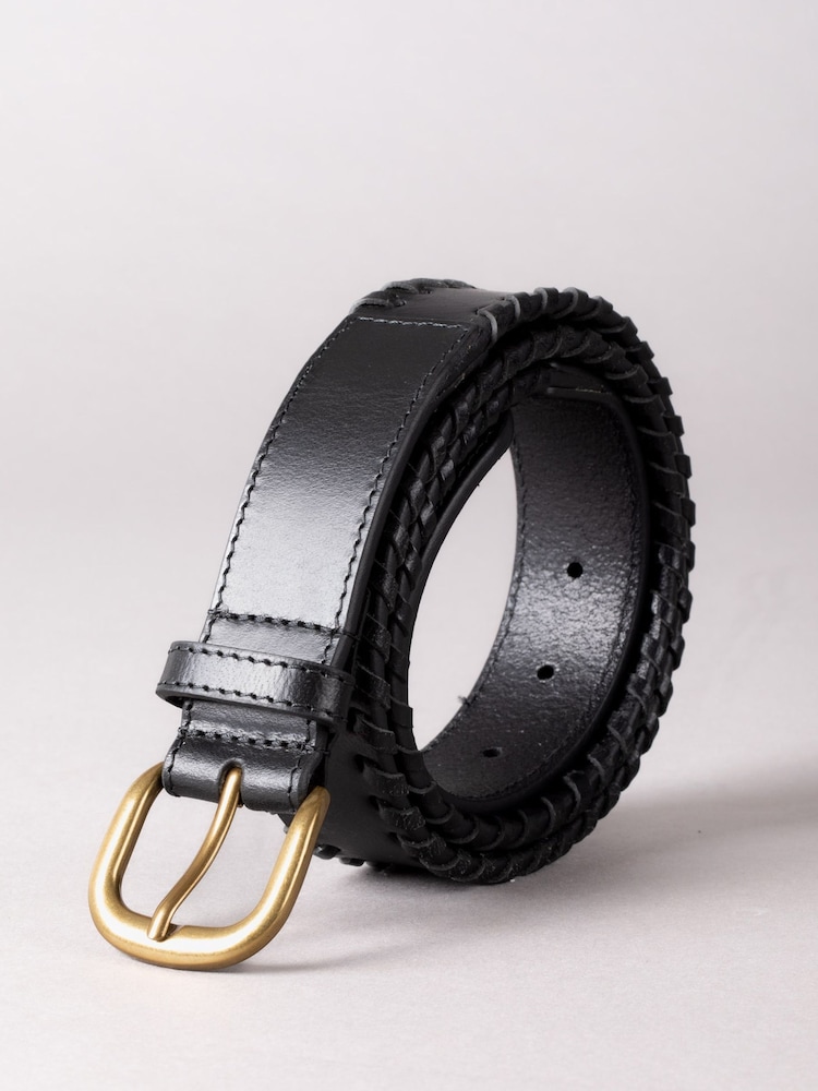 Negro - Cinturón de cuero con pespuntes Wray de Lakeland Leather - Imagen 2 de 3