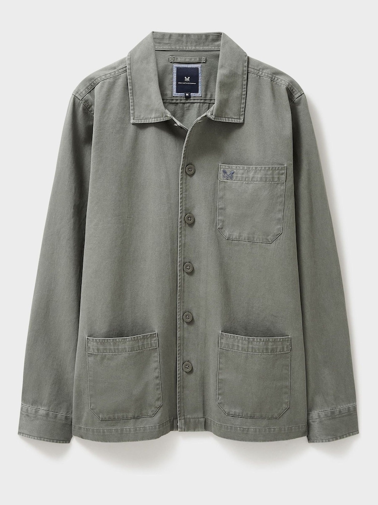 Crew Clothing Grey Jenson 100% Cotton Overshirt Coat Jacket - Image 5 of 5