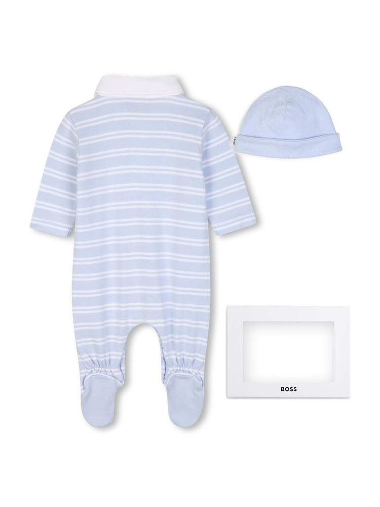 BOSS Blue Pyjamas And Hat Set - Image 2 of 7 BOSS Blue Pyjamas And Hat Set - Image 2 of 7
