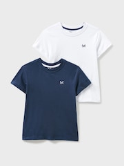 Crew Clothing Blue 100% Cotton 2 Pack T-Shirts - Image 1 of 2