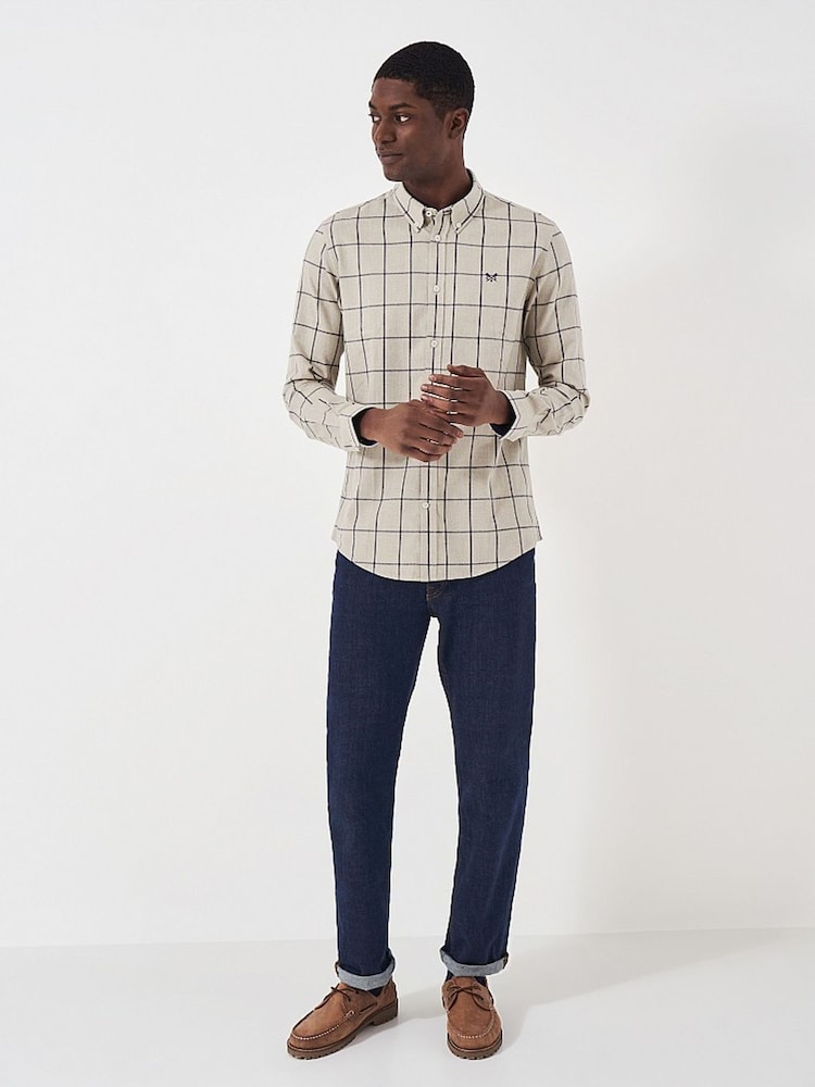 Crew Clothing Natural Brushed Twill Slim Fit 100% Cotton Shirt - Image 2 of 4